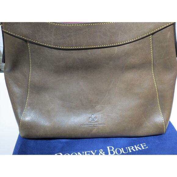 Dooney & Bourke Florentine Leather Large Cassidy Hobo Shoulder Bag Brown/Gray - Picture 6 of 15